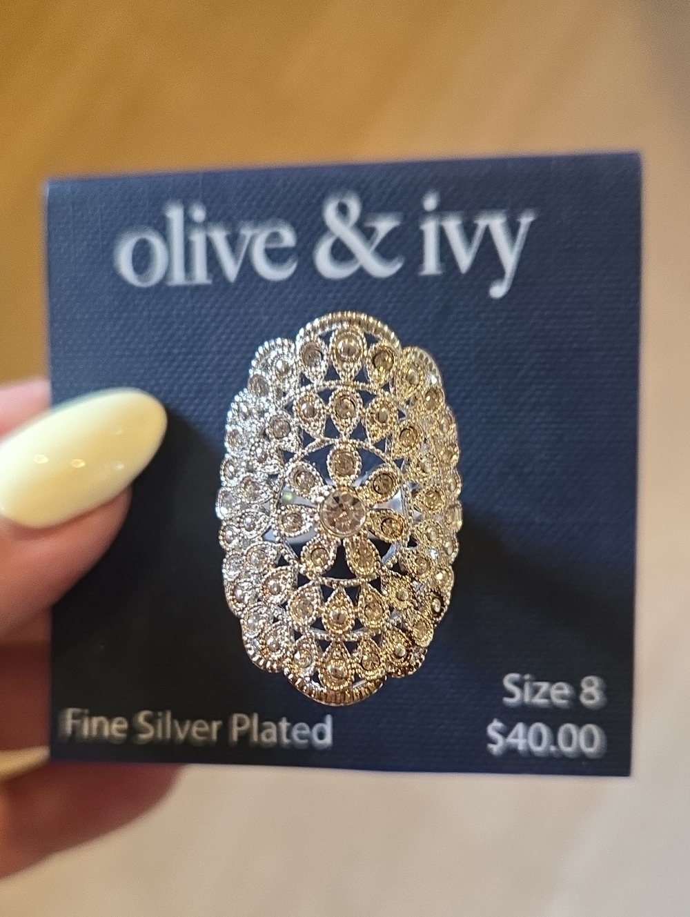New Olive & Ivy Fine Silver Plated Ring
